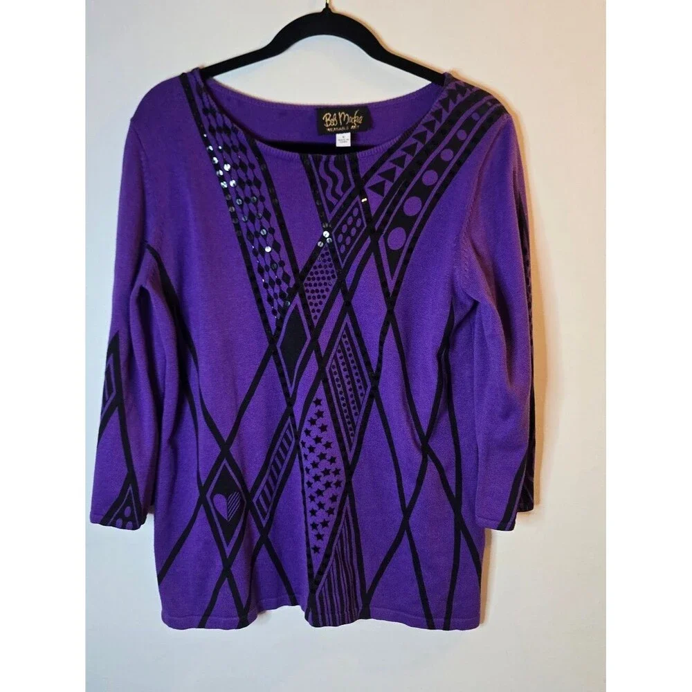 Bob Mackie Wearable Art 3/4 Sleeve Sweater